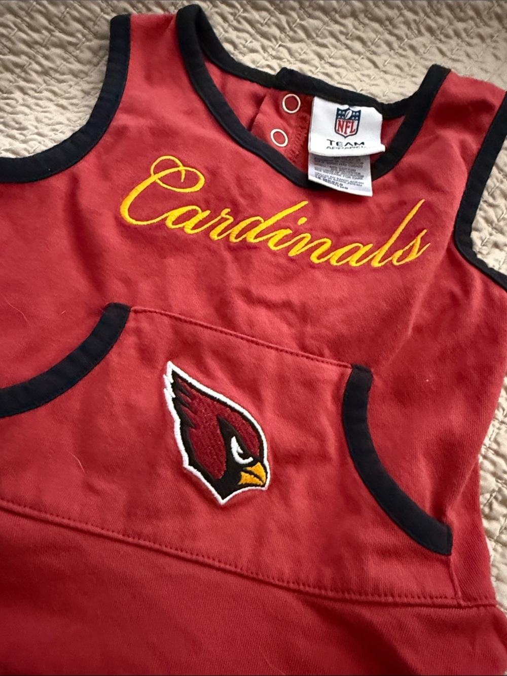 Red Sleeveless Girls Dress with Team Logo CARDINALS - 12-18m - Picture 2 of 5